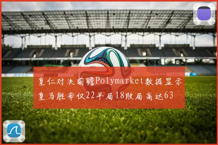 皇仁对决前瞻Polymarket数据显示皇马胜率仅22平局18败局高达63